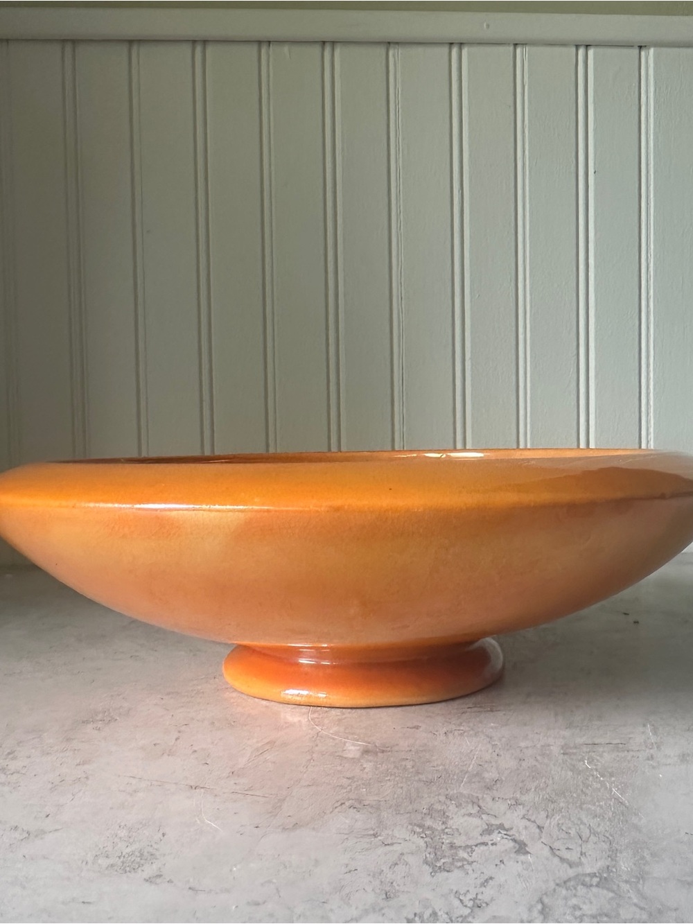 Weller Lustre Console Bowl Footed Centerpiece 9.5” Orange Luster Art Deco 1920’s